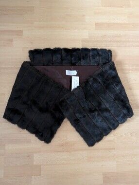 Beta's Choice Faux-fur Black Brown Shawl
